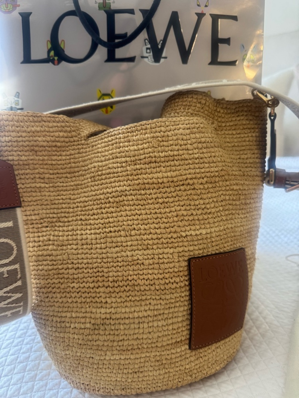 Loewe Raffia Slit Bucket Tote - Picture 3 of 11